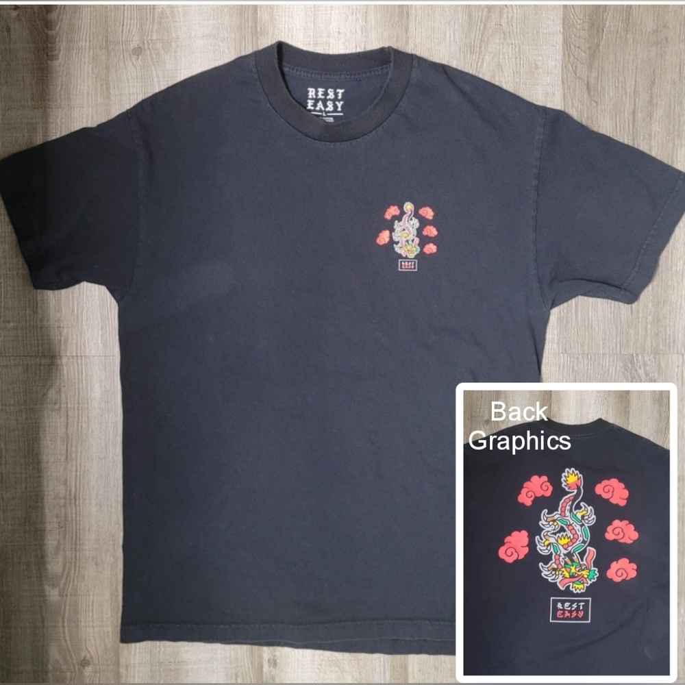 Rest Easy Dragon Graphic Tee 100% Cotton Men's Size Large